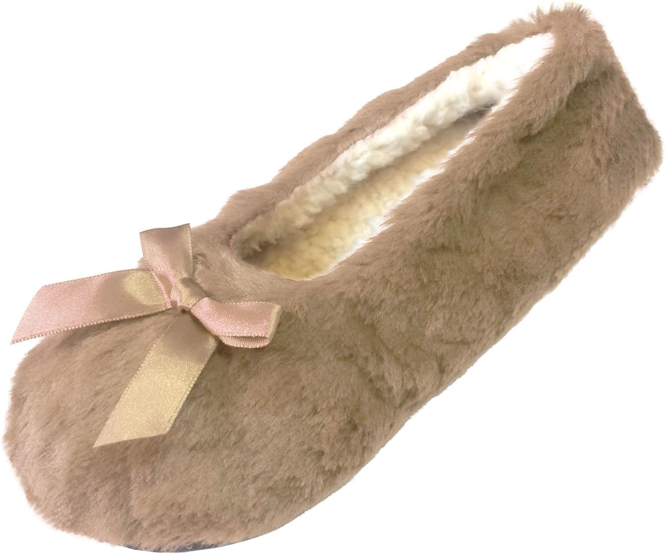 TOOTSIES Ladies Womens Girls Cut Pile Design Ballerina Style Slippers with Warm Cosy Coral Fleece Lining and Grip Soles