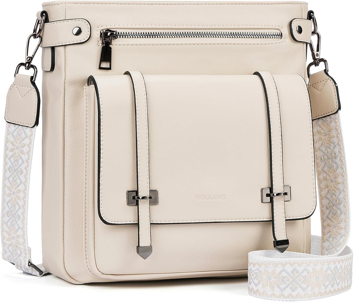 Bolsos cruzados para mujer, bolsos cruzados con múltiples bolsillos, bolsos de hombro de cuero vegano, bolso de viaje, correa ajustable