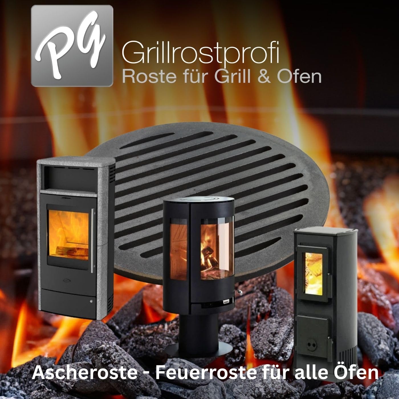GRILLROSTPROFI Feuerrost - Kohlerost - Ascherost - Kaminrost - Ofenrost - Brennraumrost, rund, 19 cm passend für THORMA-Öfen