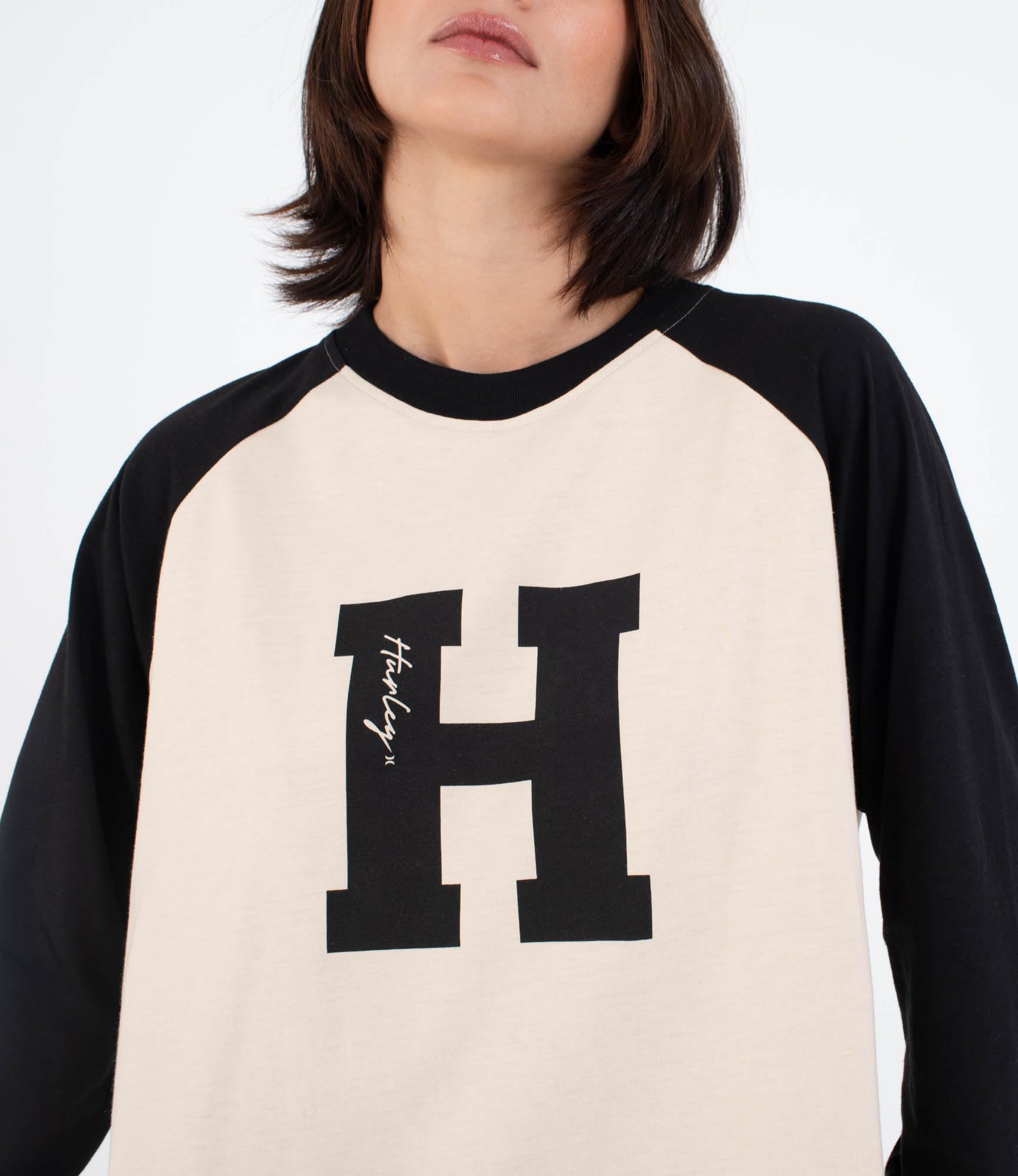 Hurley Womens Long Sleeve Out Run T-Shirt, Cream, M EU