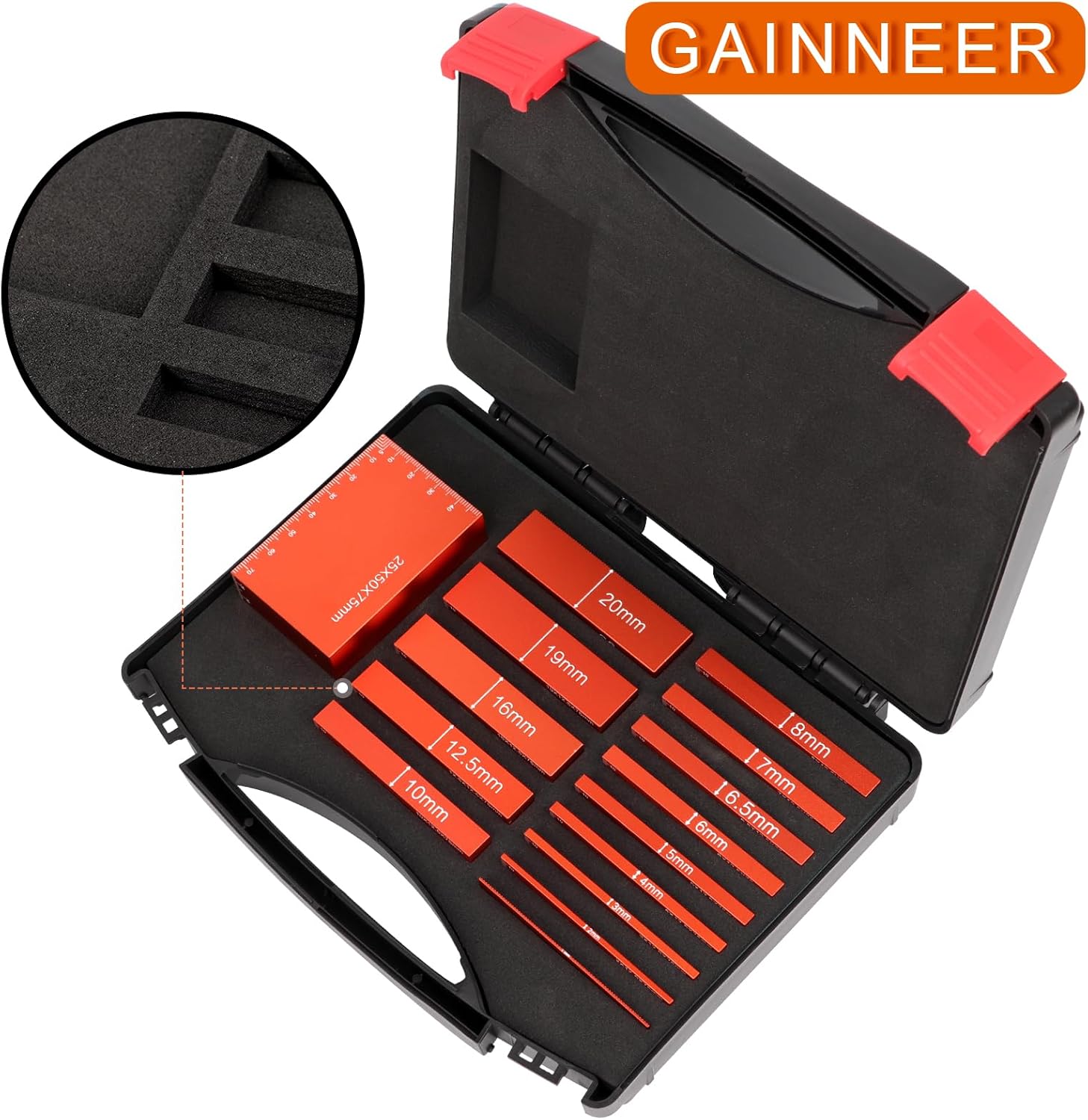 15pcs Metric Setup Blocks-Aluminum Precision Height Gauge Set for Router and Table Saw Woodworking Set Up Accessories,Orange