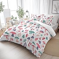 Vista 2 de SOULZZZ Juego de funda de edredón de hongos salvajes morados, tamaño individual, hojas de otoño, juego de ropa de cama de hongos coloridos