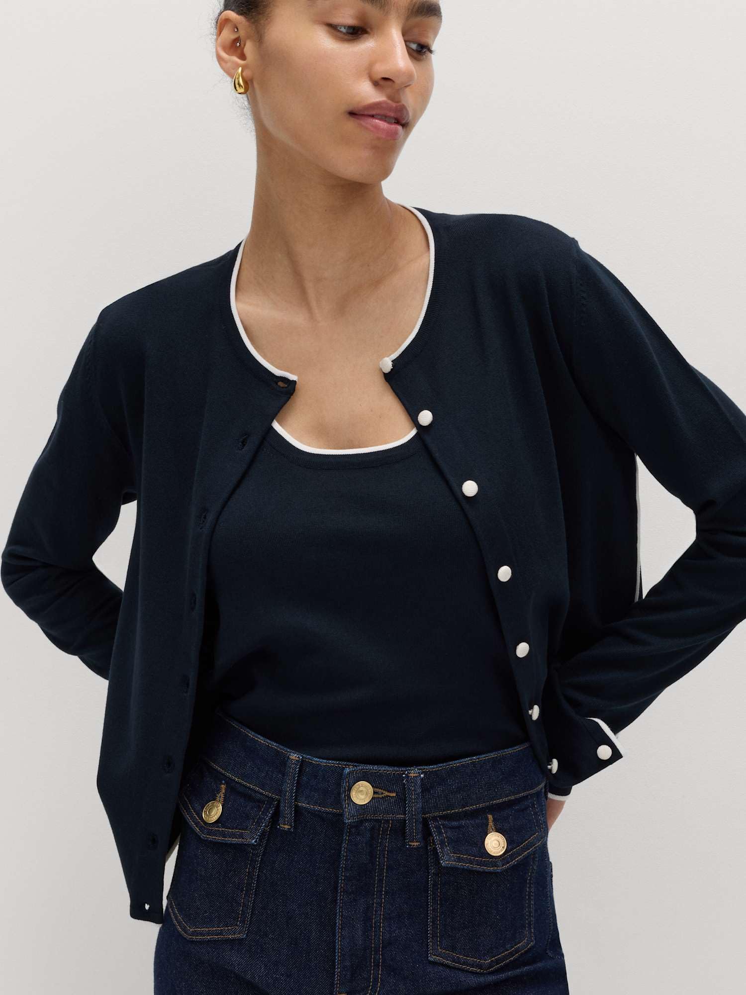 Marks & Spencer Donna Cardigan vestibilità Slim con Dettaglio Bordi