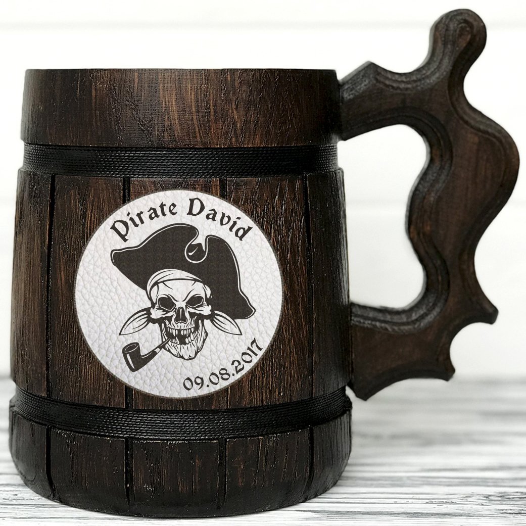 Pirate Party Gift/Pirate Beer Mugs/Wooden Mug/Personalized