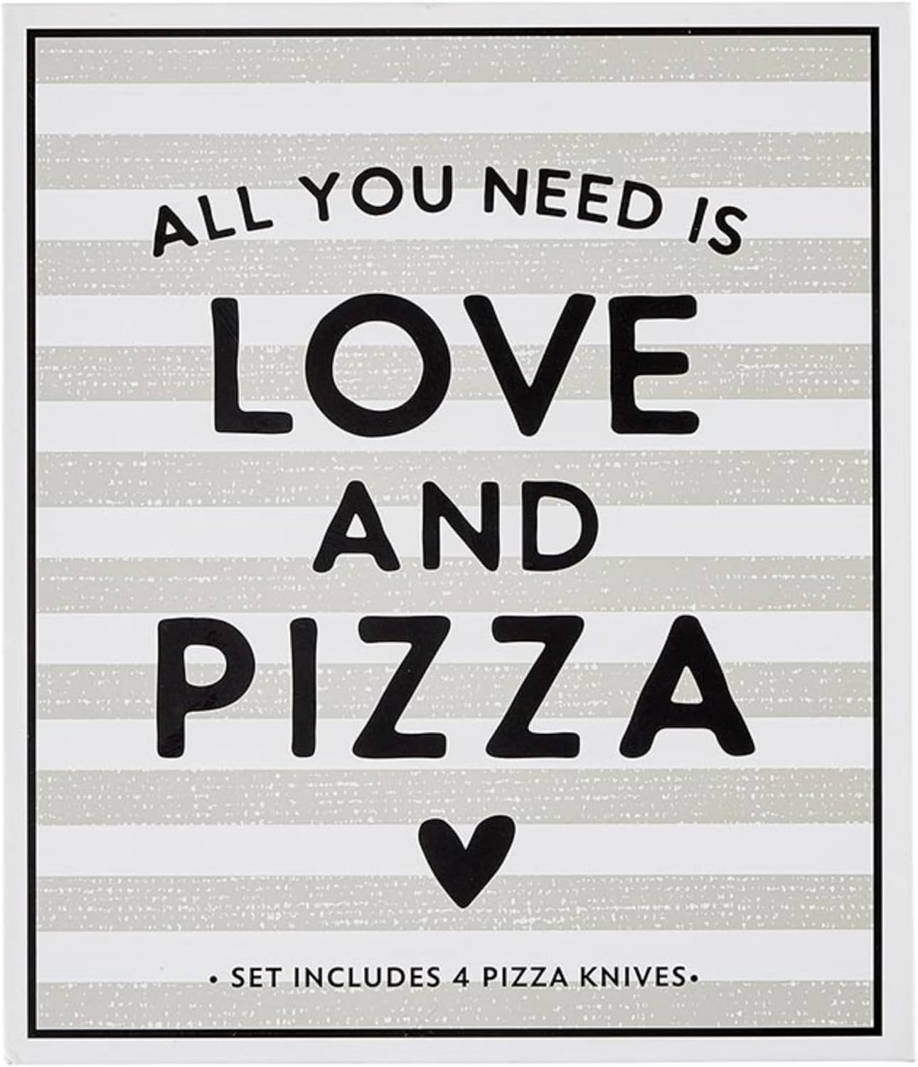 Santa Barbara Design Studio Pizza Knife Set Gift Book Box, 4-Count, Love and Pizza