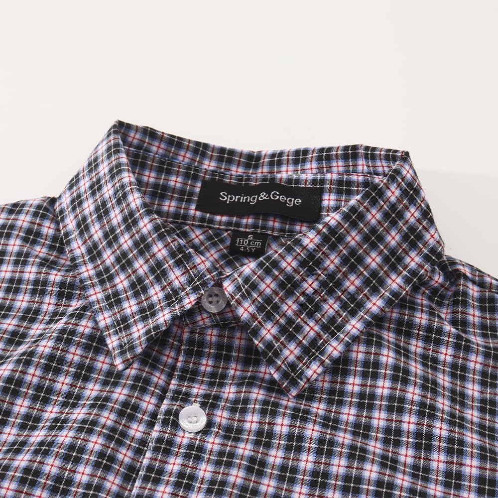 Spring&Gege Boys' Long Sleeve Button Down Shirts Casual Woven Plaid (4-12 Years) - Image 3