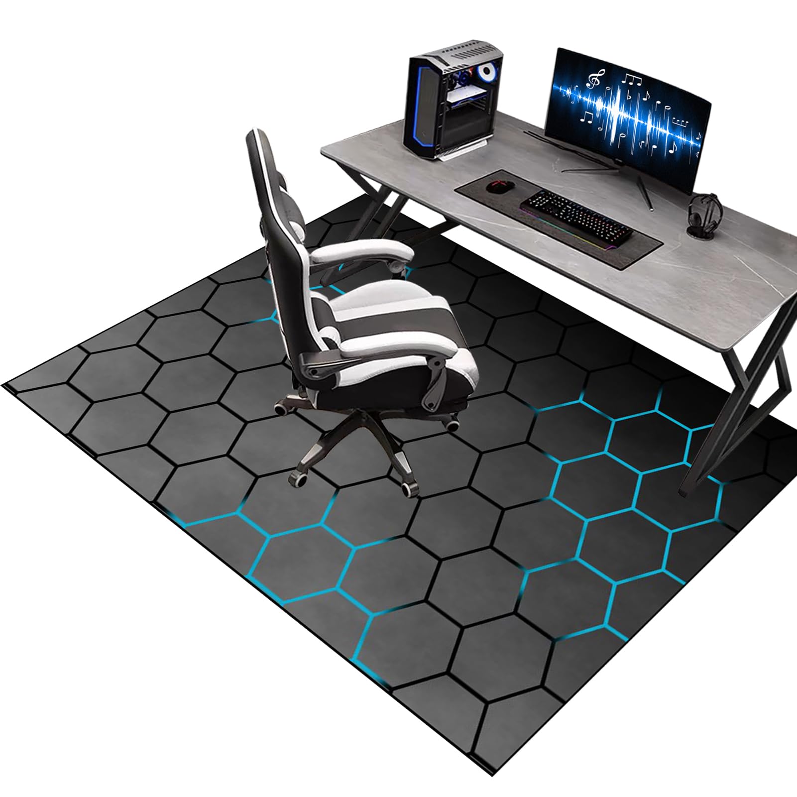 Alfombra Gamer Antideslizante para Silla Gaming Protector Suelo Silla Ruedas Alfombra Silla Escritorio Alfombra Protectora Suelo Tapete Silla de Oficina Protección Alfombra Gaming Suelo 110 x 120 cm