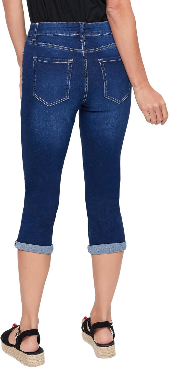 Royalty For Me Womens Women's Essential High Rise Cuffed Capri Jeans - Image 3
