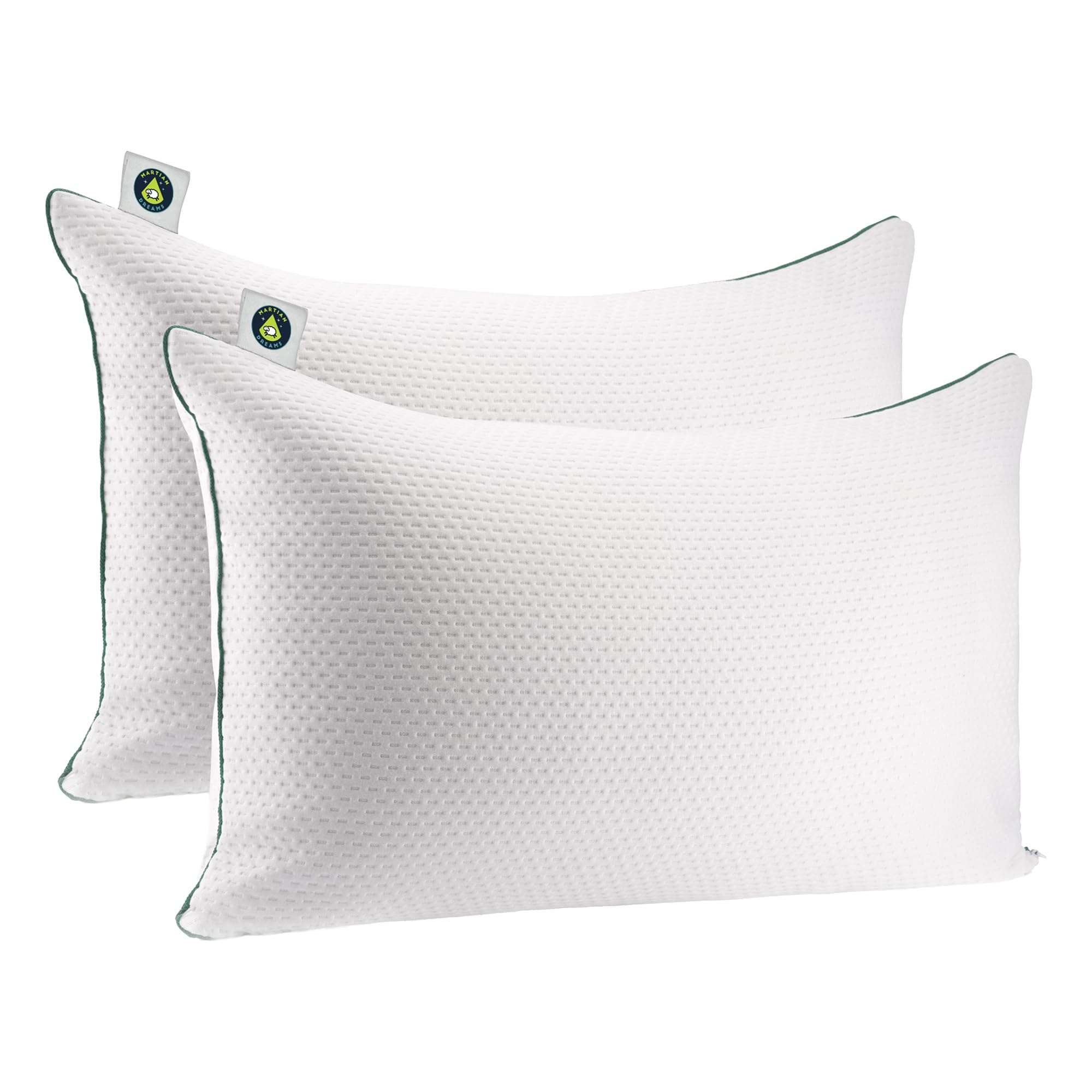 Martian Made Velistra Luxury Hotel Pillows, Adjustable Ultra Soft Microfibre Fill, Hypoallergenic, 2 Pack, Standard Size (50x75cm)