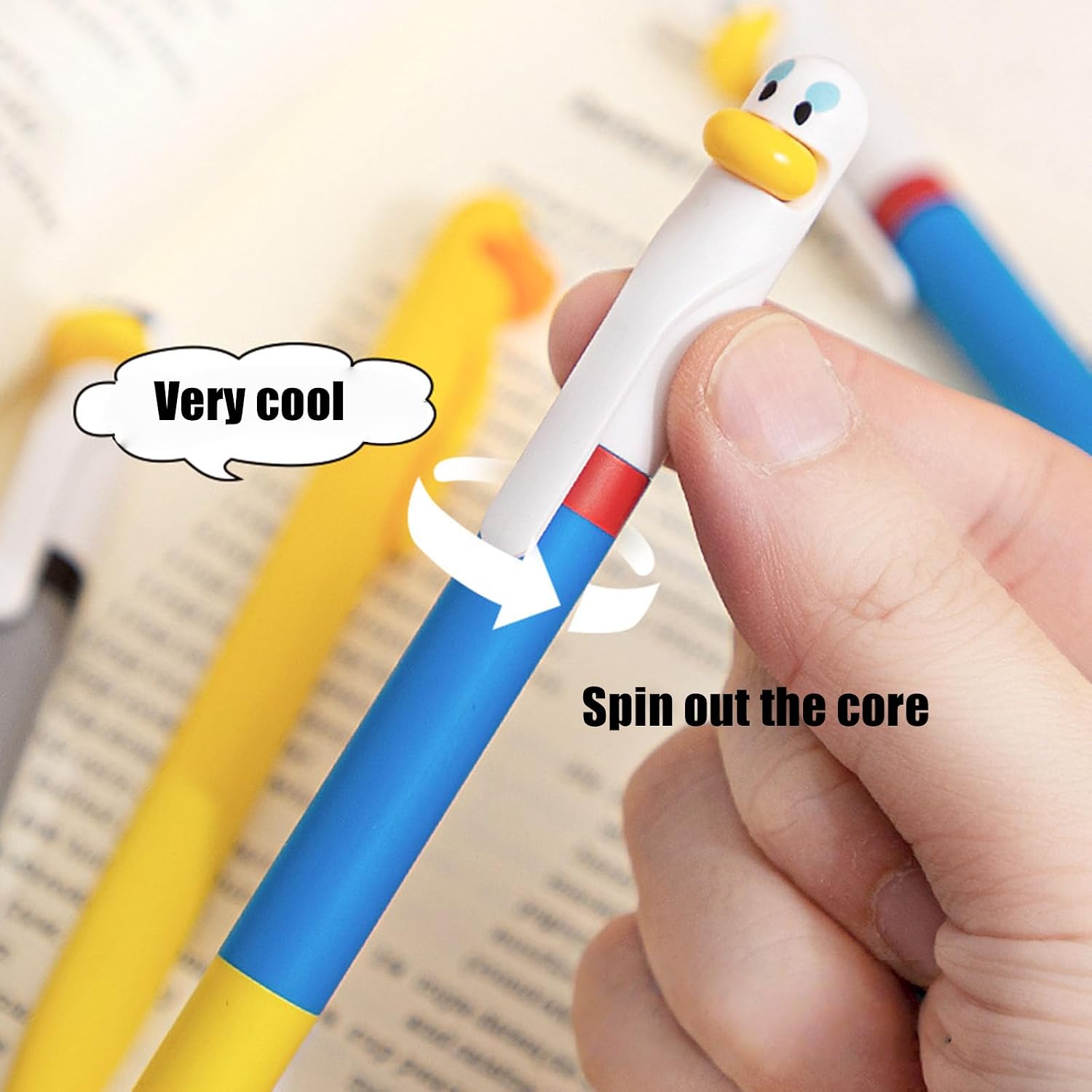 (4 pcs) Duck Pens - Tiny Ducks Stress Relief Pen Cute Retractable Gel Pen 0.5mm Black Ink Writing Pen, Office & School Use for Colleague,Students,Teachers, and Duck Enthusiasts image 3