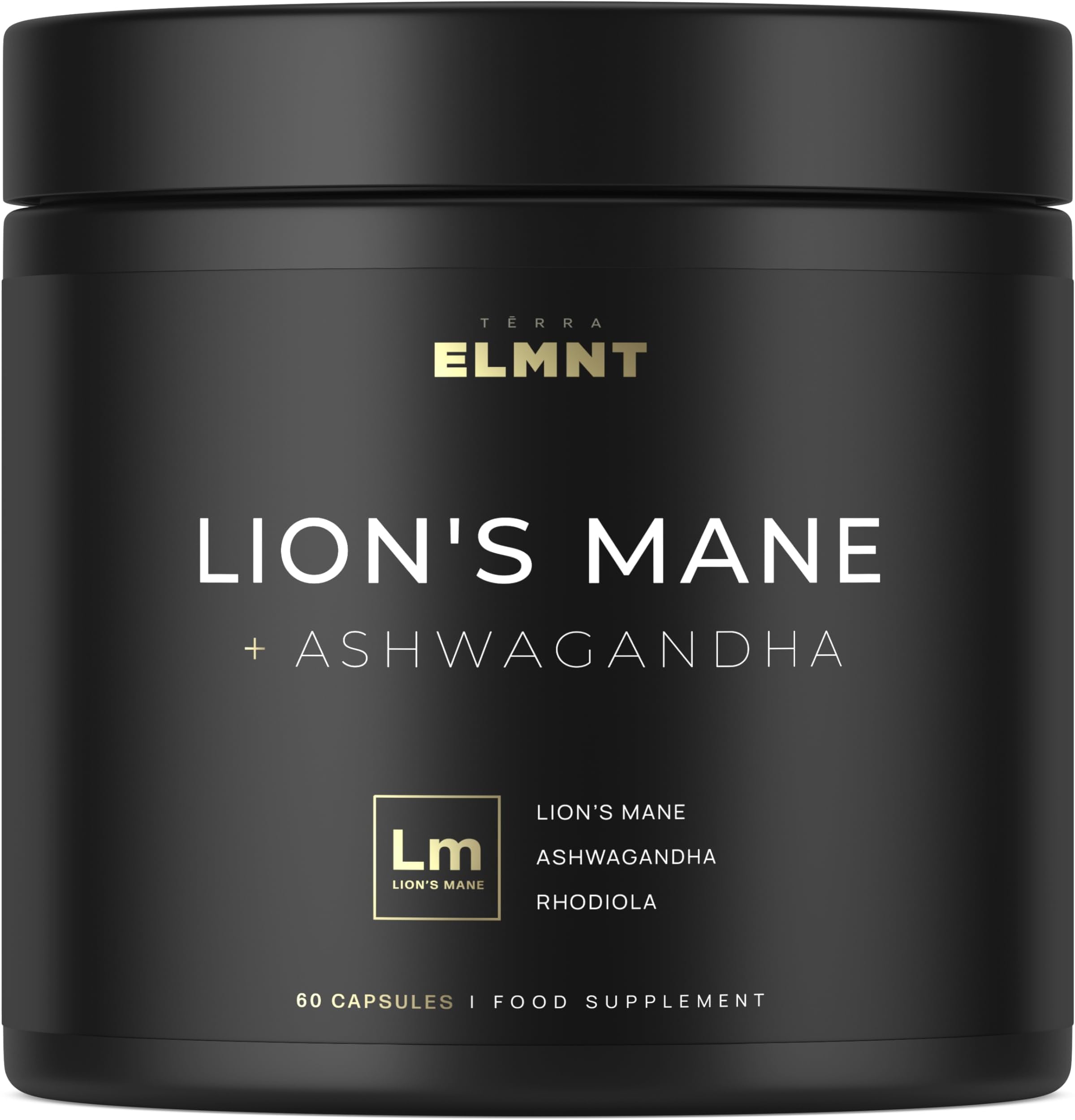 16x Strength Lions Mane Supplement Capsules Super Nootropic w. Ashwagandha & Rhodiola - Highest Potency 16:1 Lion's Mane Mushroom Extract 50% Polysaccharides Brain Supplements for Memory and Focus