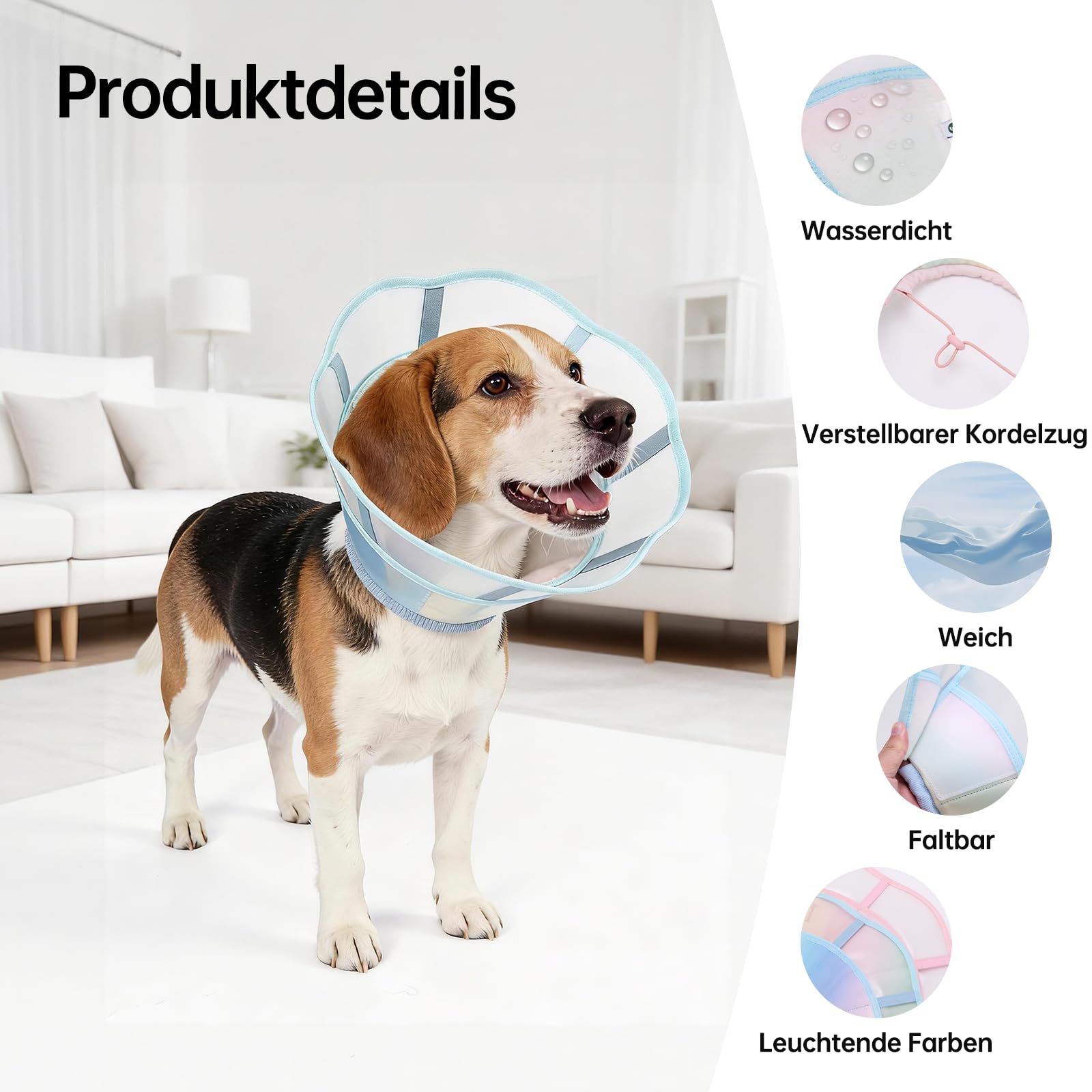 Soft Dog Cone Collar, wasserdicht und klappbarer Elizabethan-Kragen für Hunde nach der Operation, kein Leck Recovery E-Kragen, Bequeme Schutzkegelalternative für große Hunde (Pink, XS)