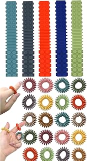 5 Pack Silicone Chew Tube Teething Sticks and 20 Pack Finger Rings