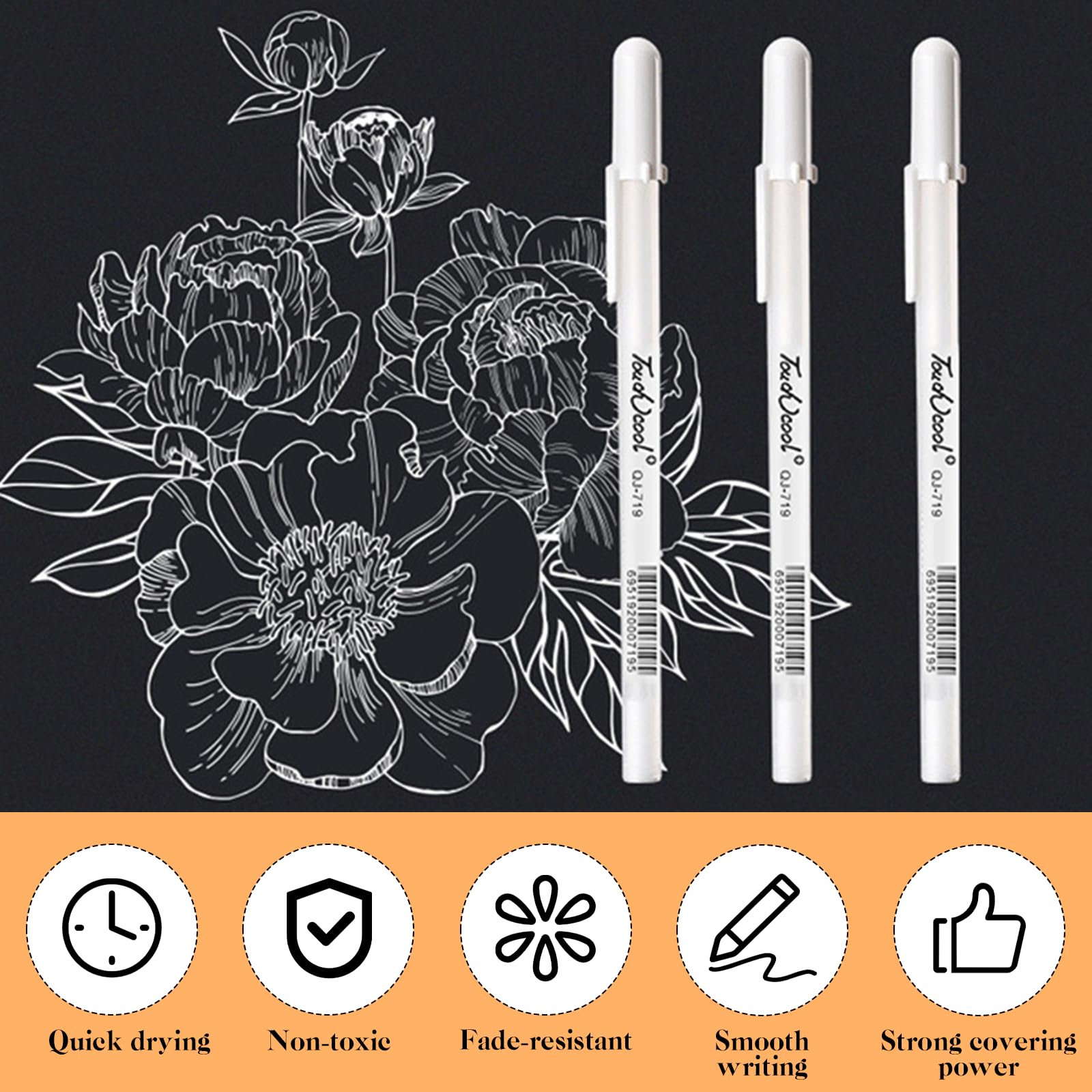 Scettar 12-Piece White Gel Pen Set, Fine Point White Gel Pens for Art Sketching, Drawing, Illustration, Note-Taking, Writing - Image 4