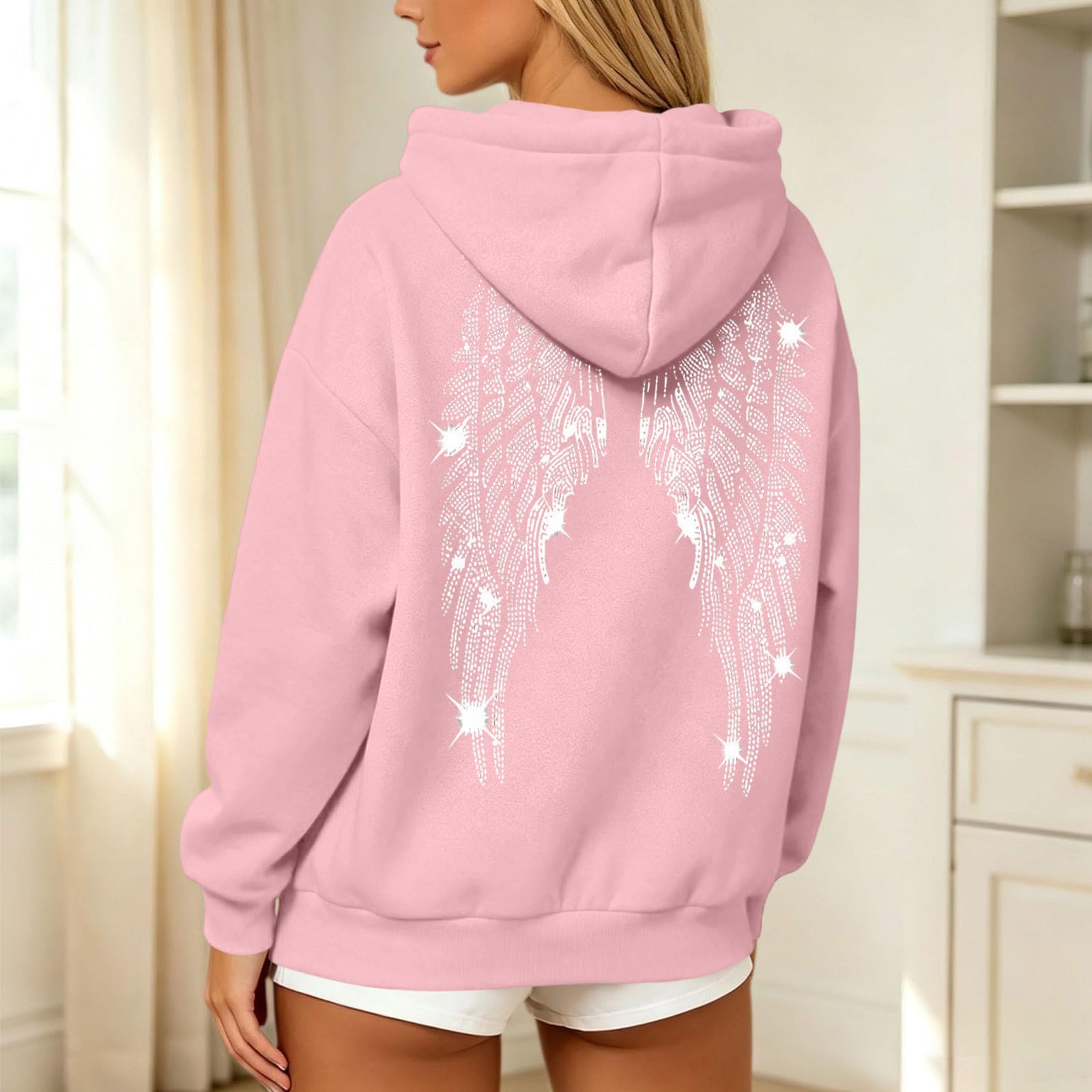 Hoodie Damen Kapuzenpullover Glitzer Streetwear Y2K Hoodies Sweatshirt