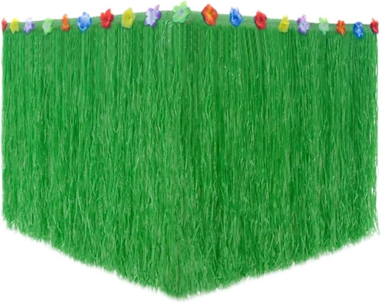 Party Table Skirt， Party Table Skirt 275X60CM Straw Festival Party Table Background Wall Fringe Skirt Decoration for Wedding, Birthday, Party, Bar, Prom(Deep Green)