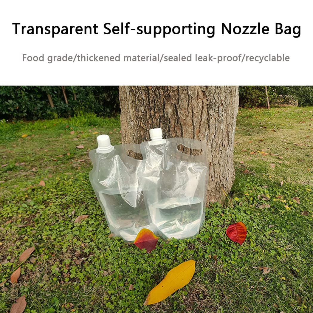 Paquete de 5 Bidón de Agua Plegable, Bolsas de Agua Plásticos Libres de Bpa Plegables, Recipiente de Agua Potable Portátil 2L para Senderismo Camping Picnic Viaje Barbacoa Acampar