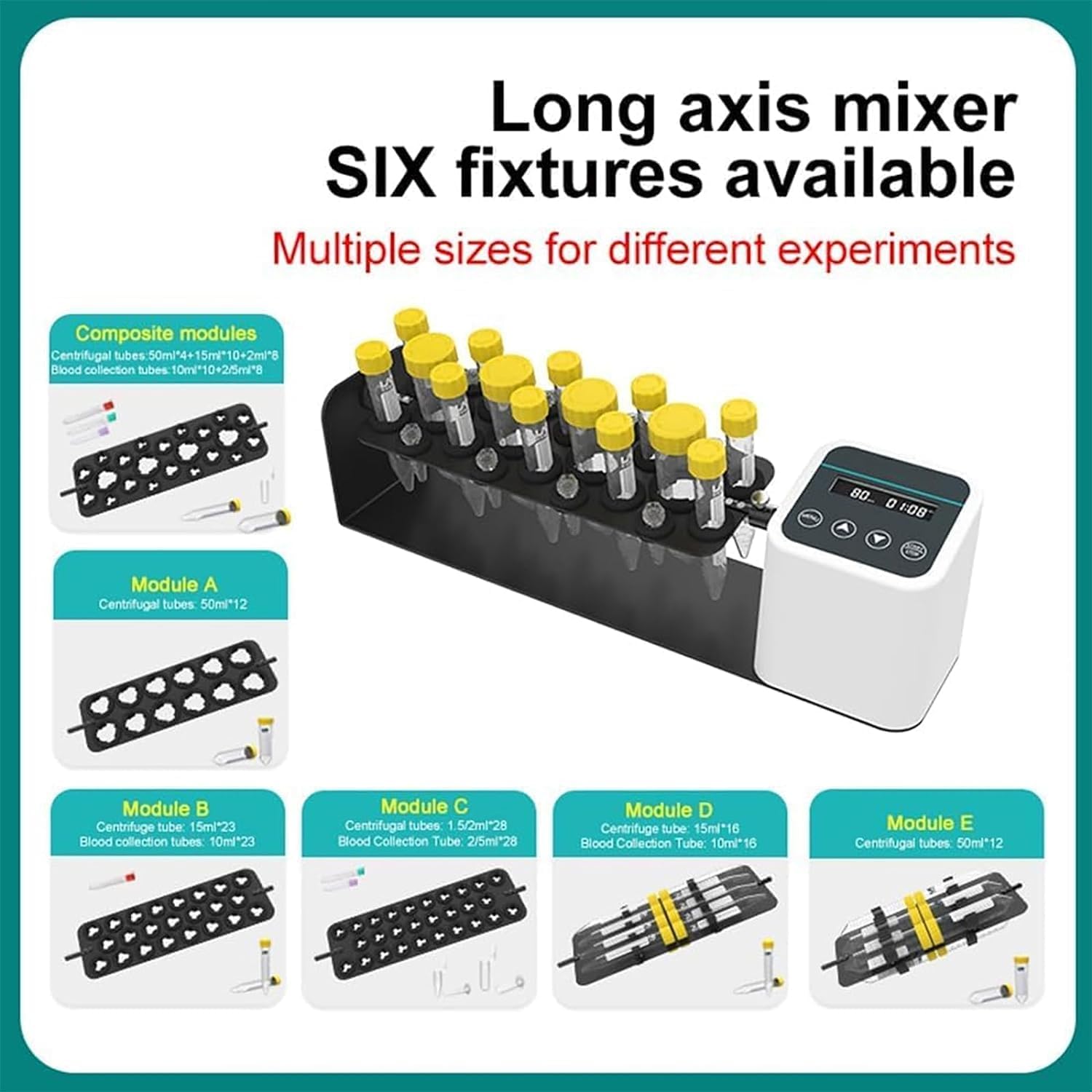 COYEUX Langachsen-Rotationsmischer, Labor-Rotationsmischer, mit LCD-Display, Einstellbarer Geschwindigkeit und 1-23H59min-Timing, Stabiler Betrieb