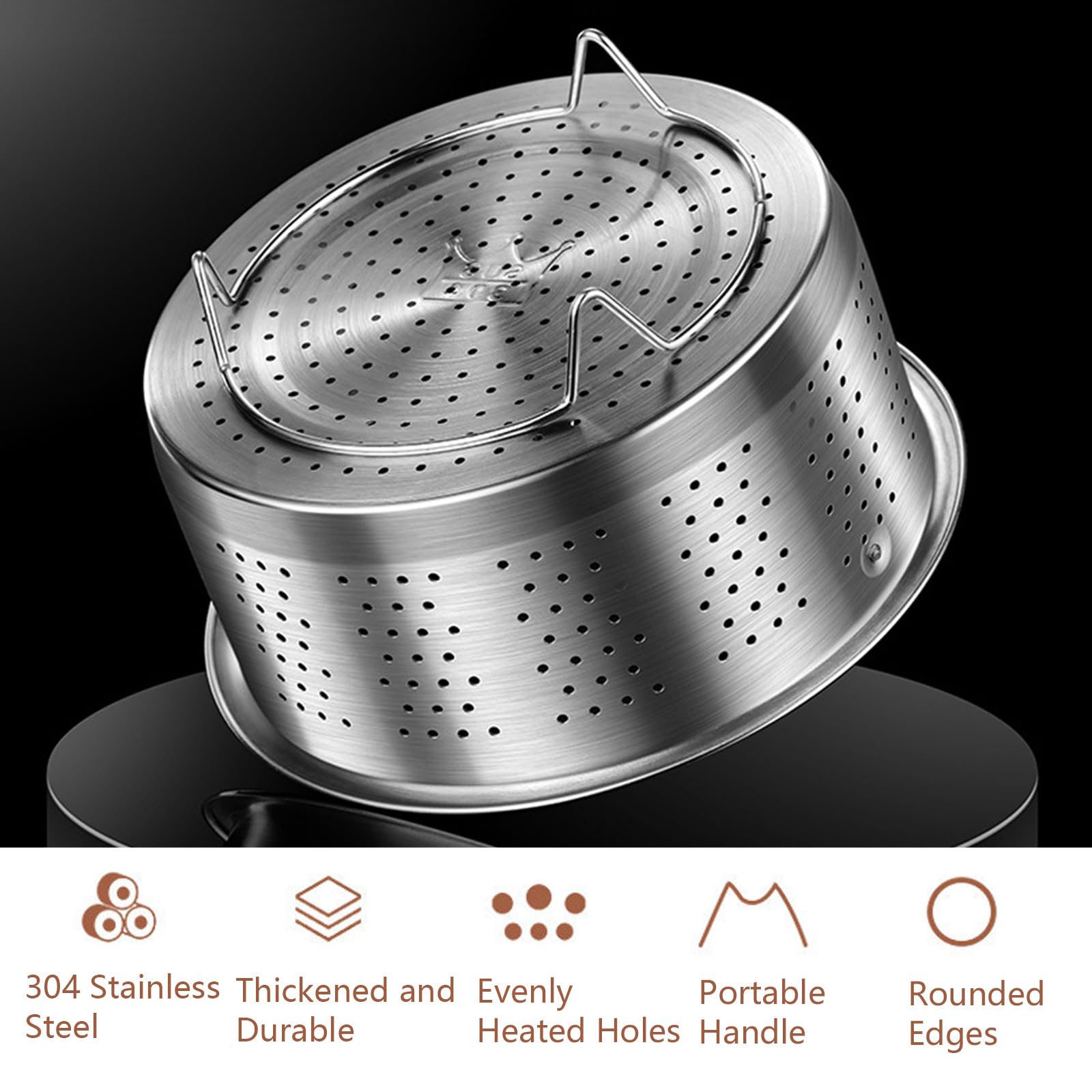 Inserto de acero inoxidable para vaporera, cesta para cocinar al vapor, cesta para cocinar al vapor para ollas, de acero inoxidable, para cocinar al vapor verduras, frutas, huevos y arroz