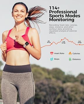 Smartwatch(Answer/Make Call), 1.96 AMOLED Smart Watches for Women with 100+ Sport Modes Blood Pressure Blood Oxygen Heart Rate Monitor, IP68 Waterproof Fitness Tracker Compatible with iOS/Android