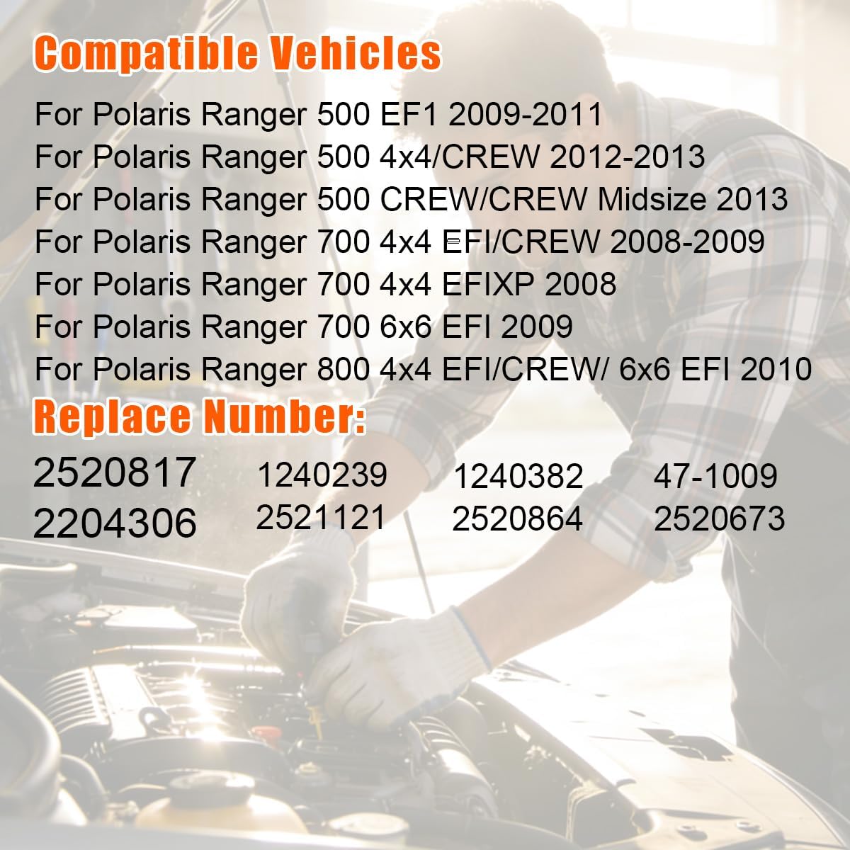 2204306 Electric Fuel Pump Assembly Fits for Polaris Ranger 500 2009-2013 & Ranger 700 2008 2009 & Ranger 800 2010, Replaces# 47-1009 2520817 1240382 2520864 2520673
