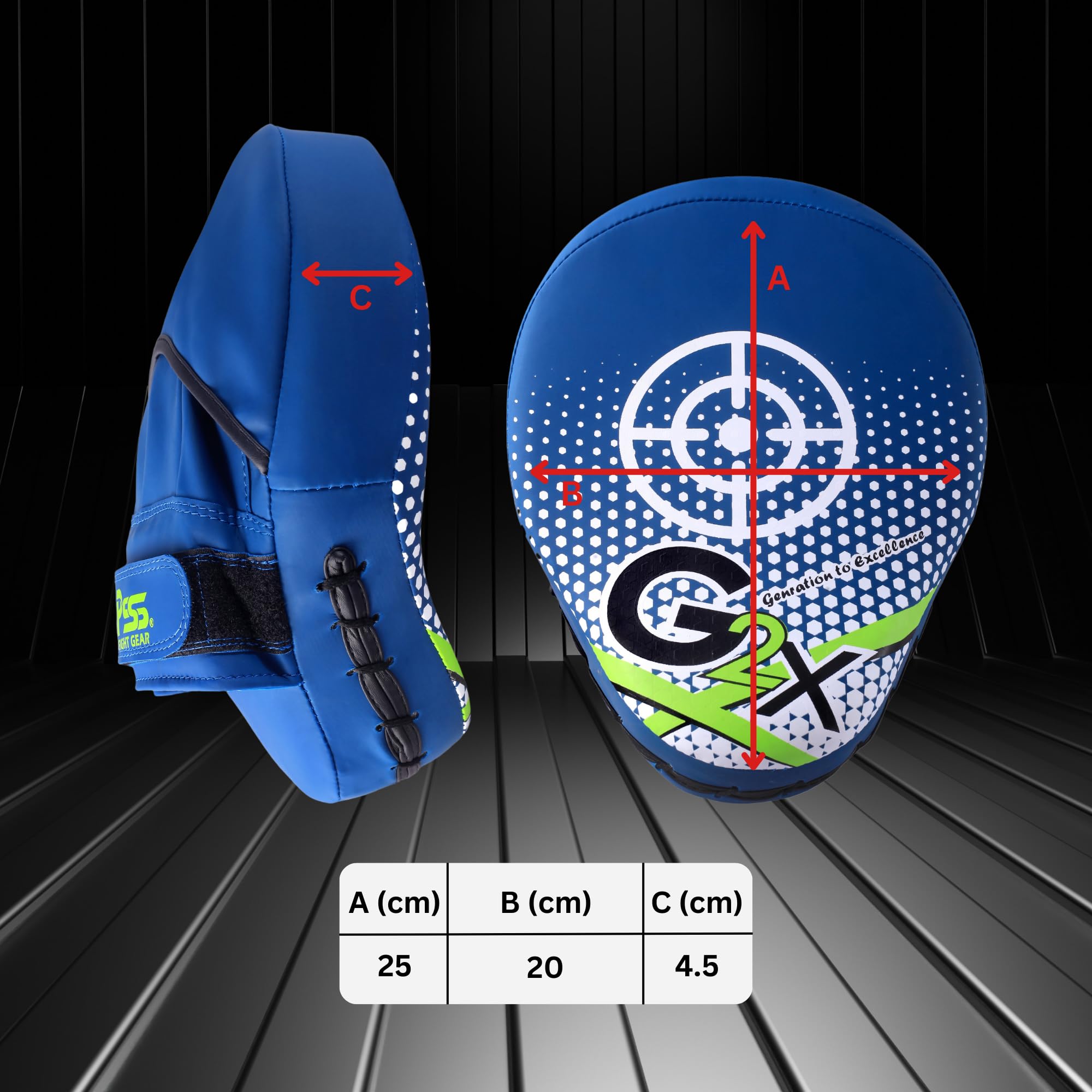 PSS Pattes d’Ours G2X Bouclier De Frappe Cible Pao Boxe Cuir Incurvé Noir Bleu Muay Thaï