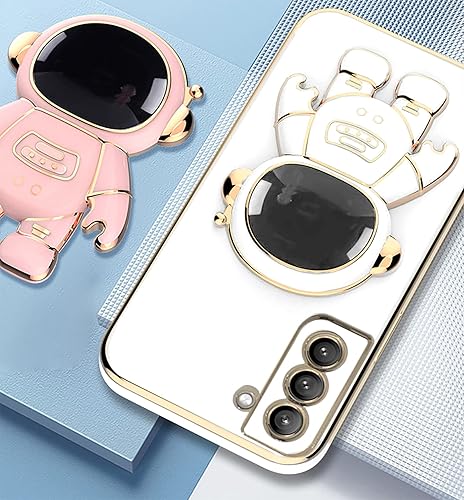 Miniatura 5 de COOWEEK Funda con soporte oculto de astronauta chapado en 6D para Samsung Galaxy A32 5G, bonita funda soporte bidireccional TPU suave, color morado