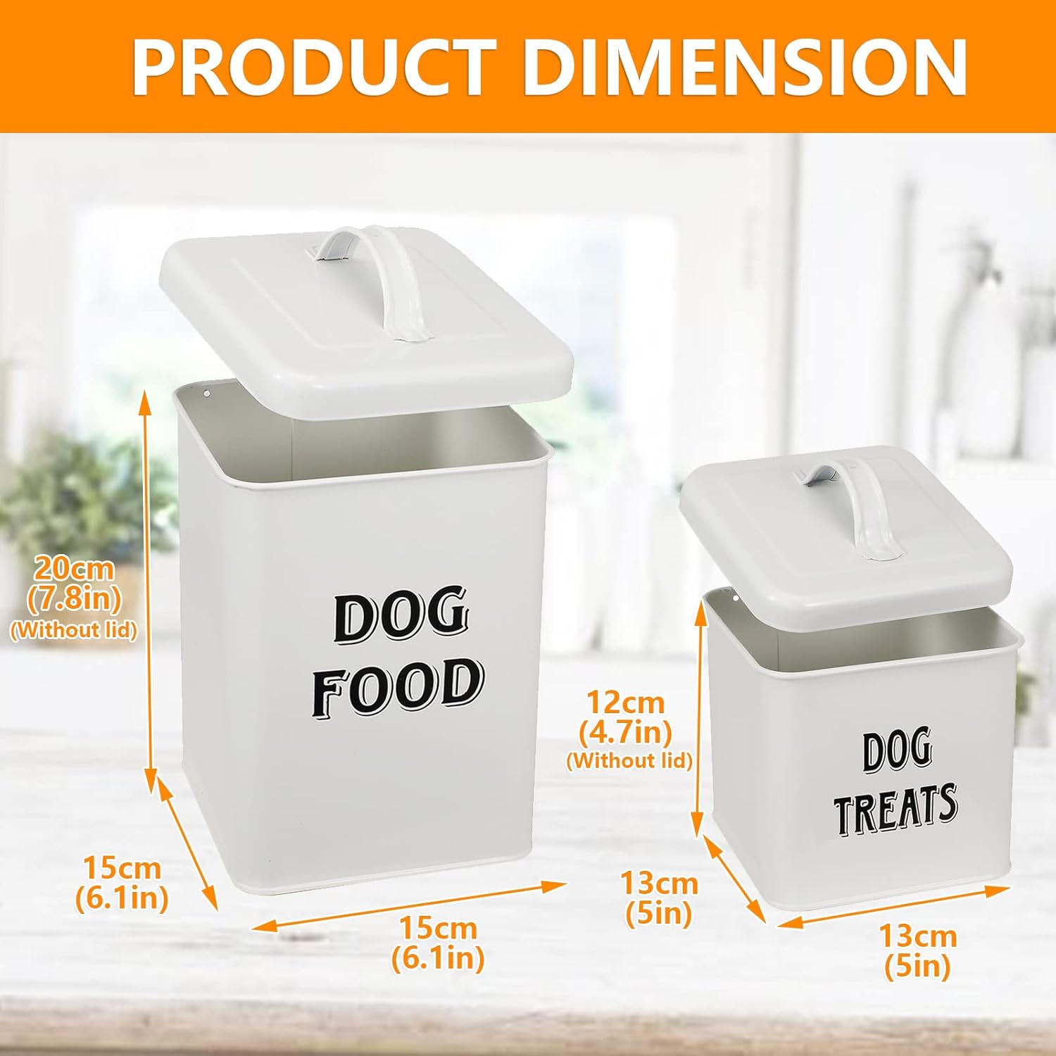 Pet Supplies : Morezi Dog Food Storage Container Farmhouse Pet Food Treats holder with Lid and Scoop, Perfect Sturdy Canister Tins for Kitchen Countertop, Shelf, Great Gift for Pet Owners - Dog Food : 
