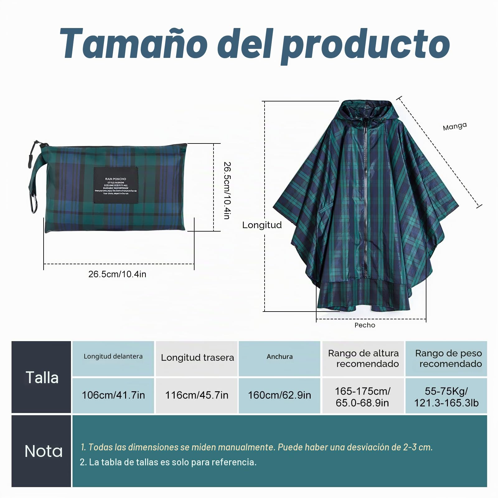 SOPPY Poncho de lluvia ligero impermeable para mujeres y hombres, resistente al viento, reutilizable, Ripstop, transpirable, con capucha, para actividades al aire libre, de secado rápido, con capucha,