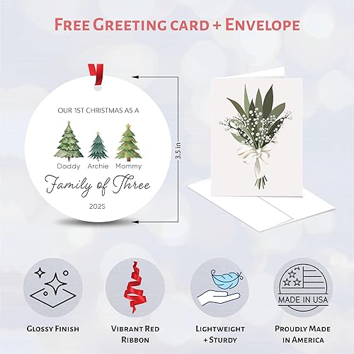 Miniatura 27 de Adorno de Navidad de familia de 3 2024, adorno personalizado para la primera Navidad del bebé, recuerdo de adorno familiar con tema de oso, 3.5