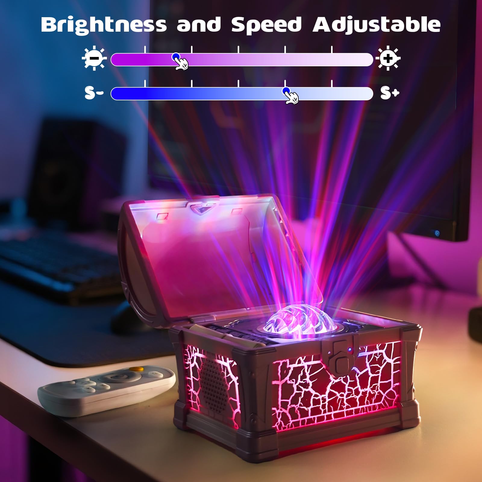 AONESY Veilleuse au trésor avec projecteur Galaxy - 8 couleurs - Bruit blanc - Minuterie et télécommande - Cadeau pour enfants, filles, garçons - Rose