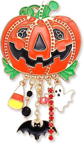 Broches de Halloween para mujer, diseño de calabaza esmaltada, murciélago, fantasma, caramelo, corno, pasador, divertido sombrero de bruja, gato,