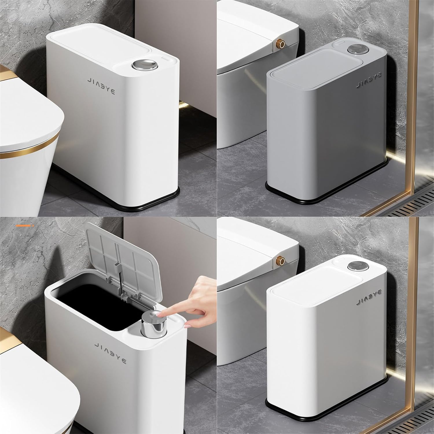 Push Top Bathroom Storage Bucket Garbage Can for Tight Space for Home and Office Control