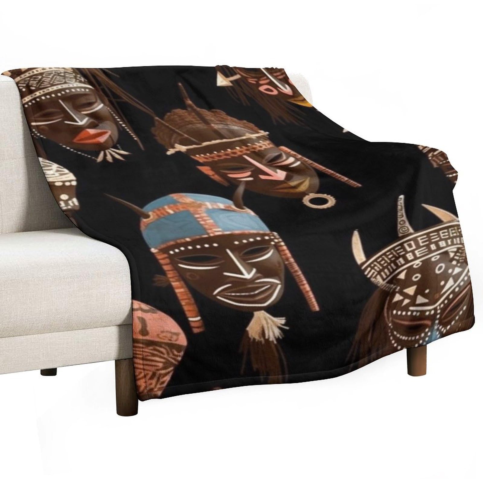 Couverture flanelle légère anti-froid plaid tribal pour lit et canapé