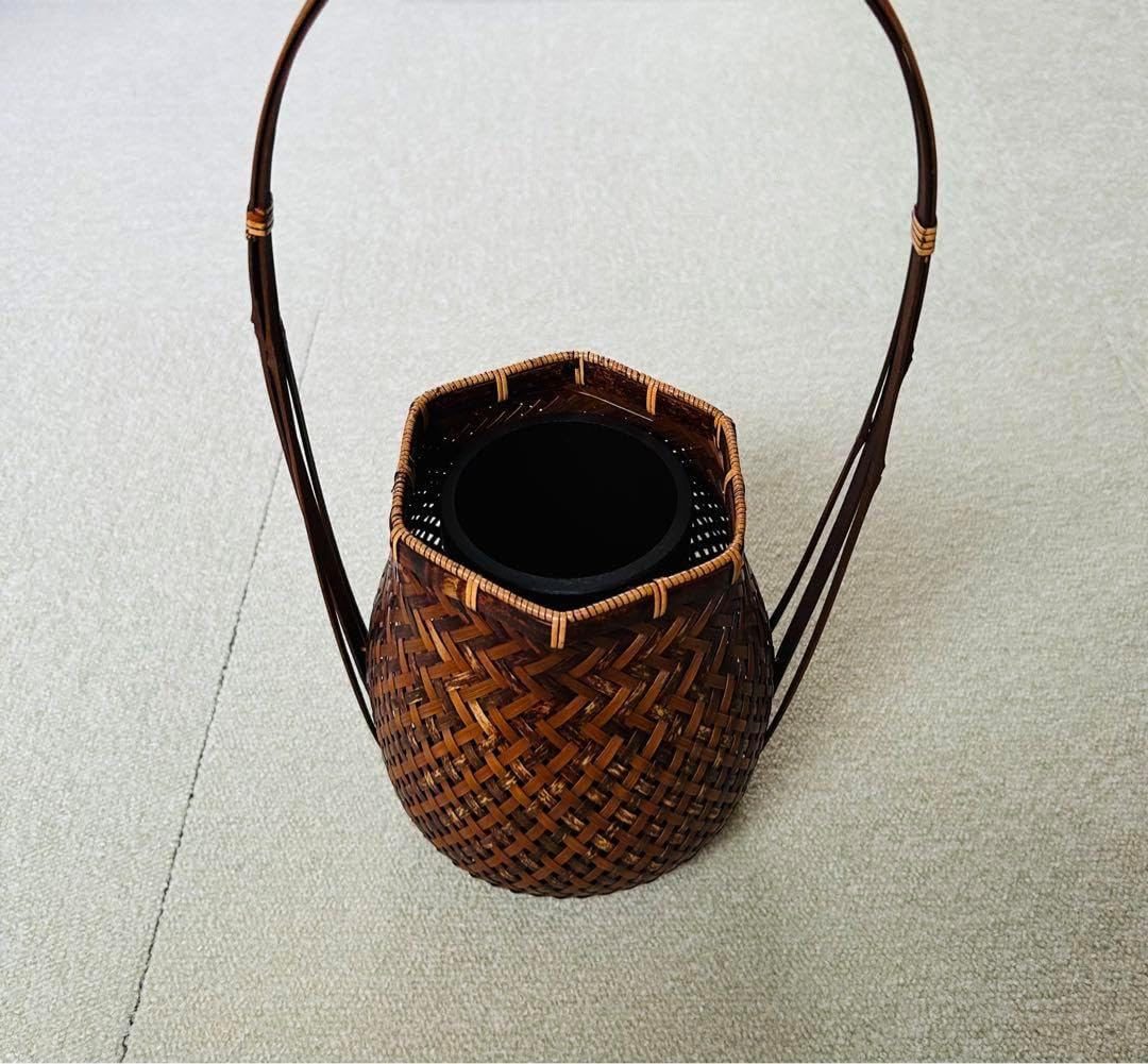 有馬籠 竹花入 花器 華道具 伝統竹芸 竹籠 花入 茶道