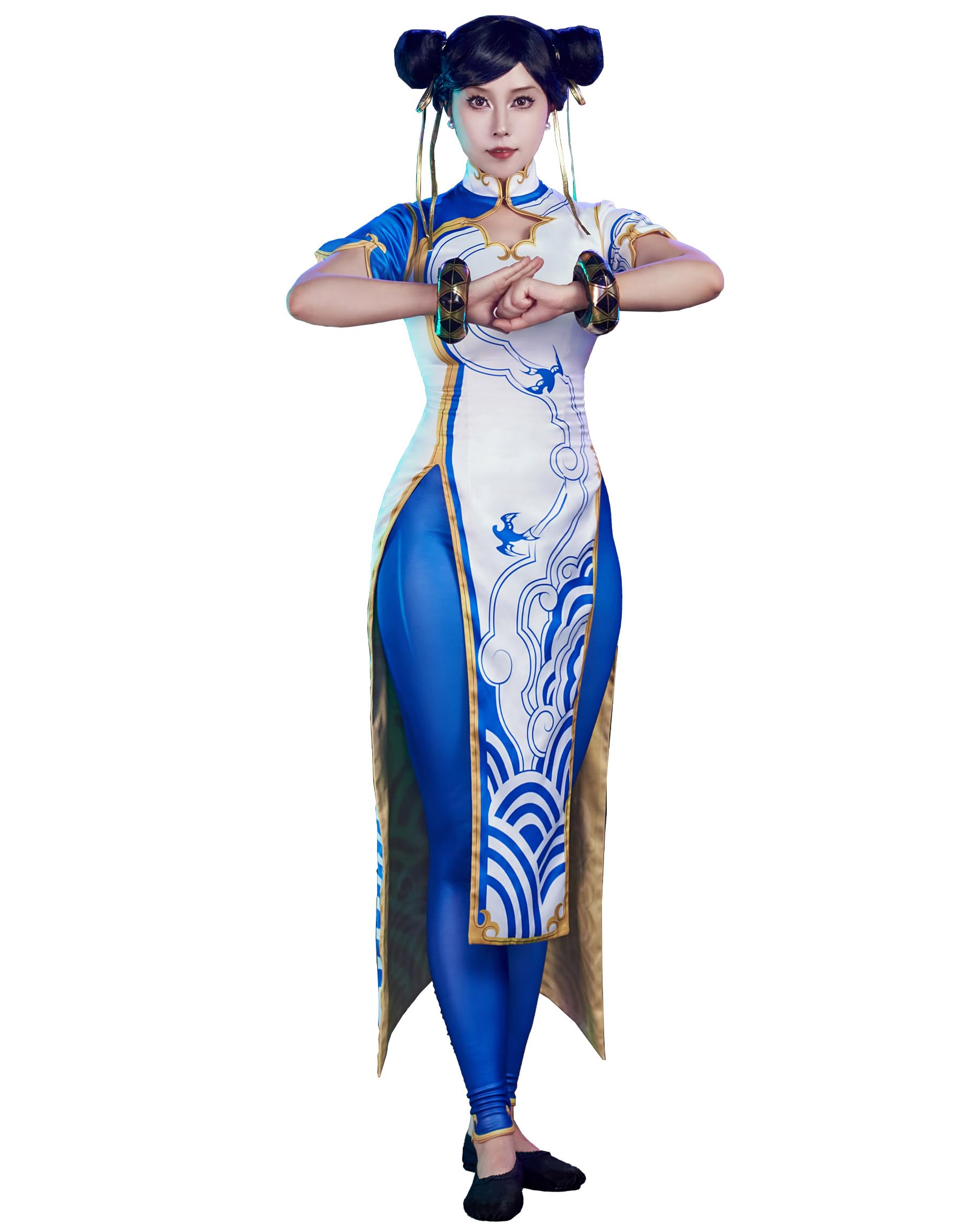 Micotaku Street Fighter 6 Officially Licensed Women's Slim Fit Chun-Li Cosplay Costume Full Set Halloween Costume
