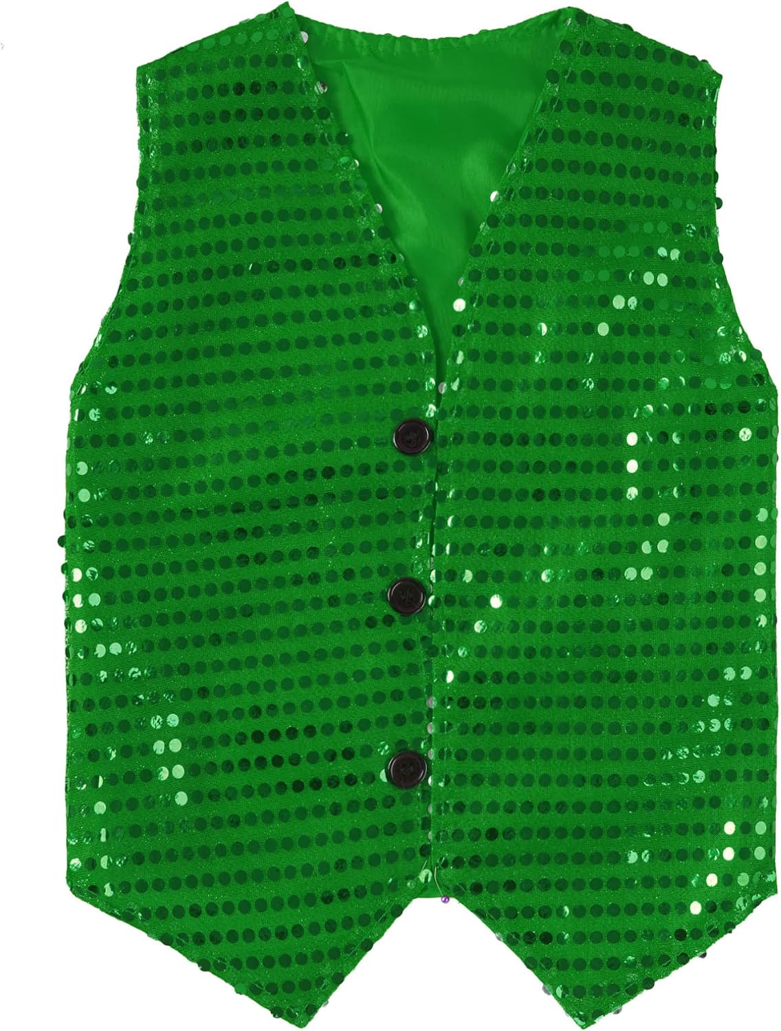 FEESHOW Kids Boys Girls Glittery Sequins Sleeveless Button Closure Vest Jacket for Stage Performance Show Dancewear