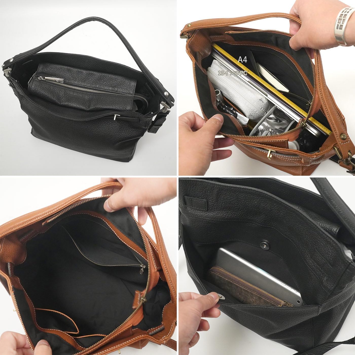 Amazon | M.U.L. MUL083 One handle 2way shoulder M シボ型押し