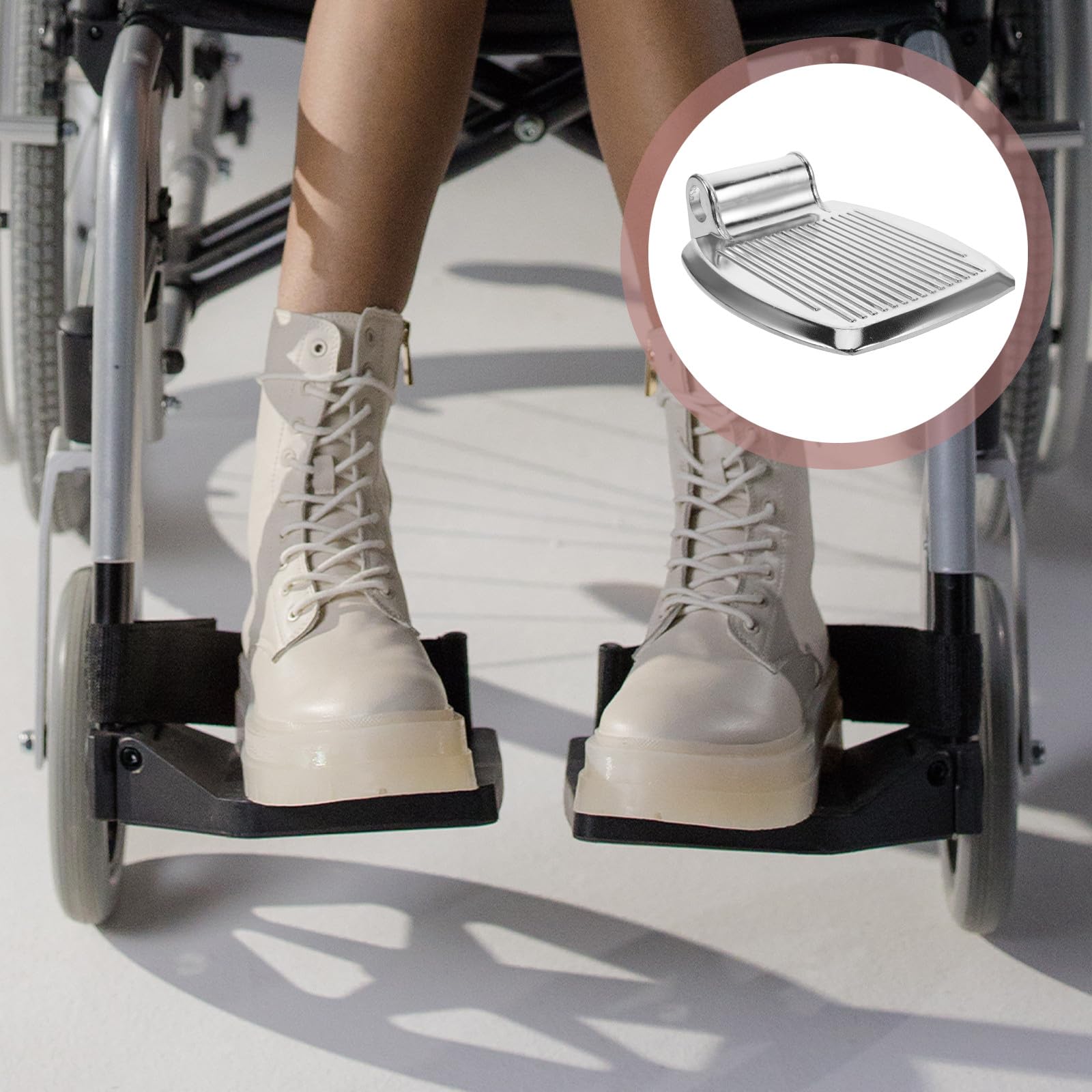 Gatuida 2 Pezzi Poggiapiedi in Lega di Alluminio per Sedia a Rotelle Foro 19 MM, Accessori per Scooter Elettrici Anziani, Supporto Stabile per Riposo Piedi e Guida Sicura
