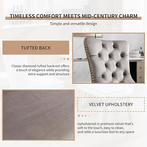 Miniatura 121 de Juego de 6 sillas de comedor modernas de mediados de siglo, con respaldo tapizado de terciopelo verde, sillas de cocina y comedor, patas de metal