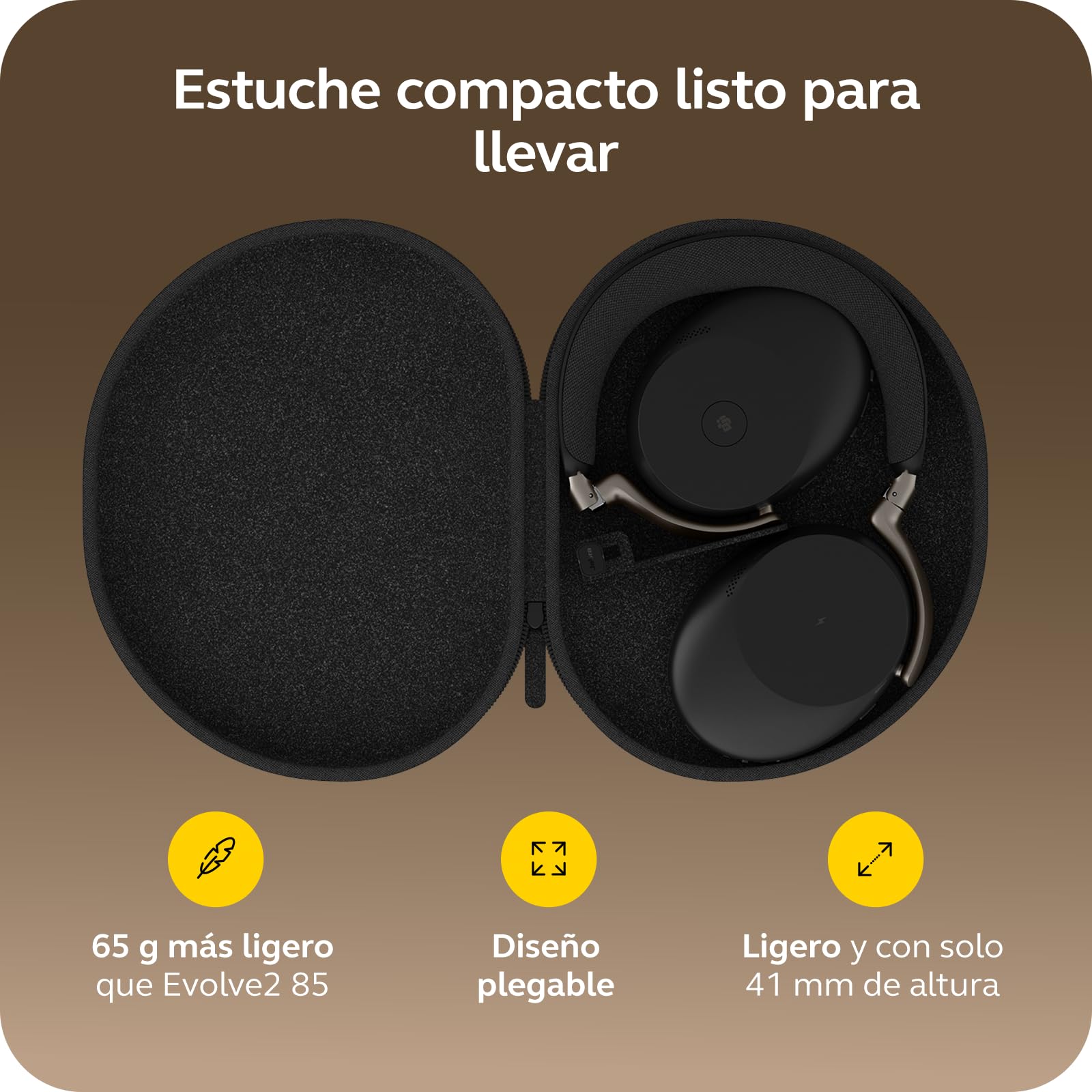 Jabra Evolve3 85 Auriculares Bluetooth Inalámbricos con Micrófono, Negro | Para el Trabajo, Adaptador USB-A, Llamadas IA, Cancelación Ruido Activa Adaptativa, 25h Batería, para Apps de Reunión