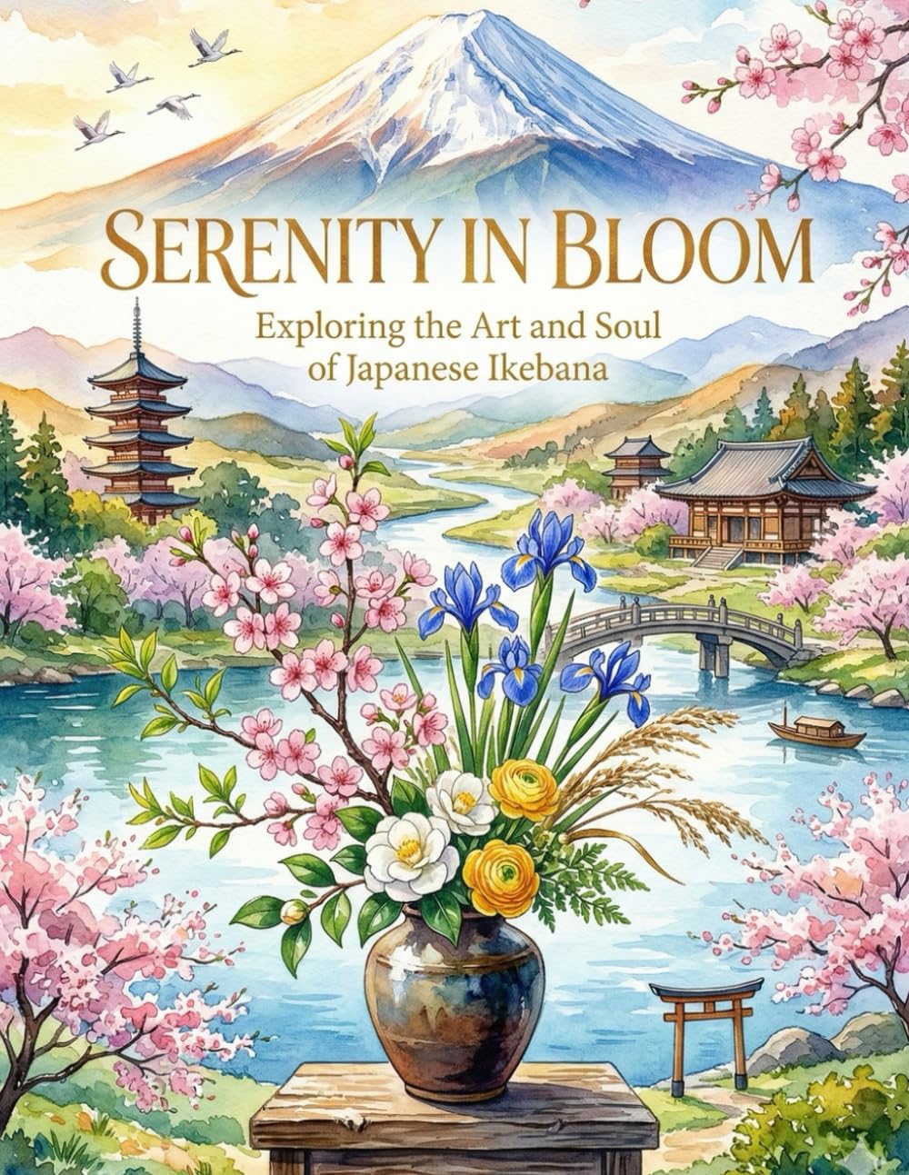 Serenity in Bloom: A Japanese Ikebana Coloring Book for Stress Relief & Mindfulness