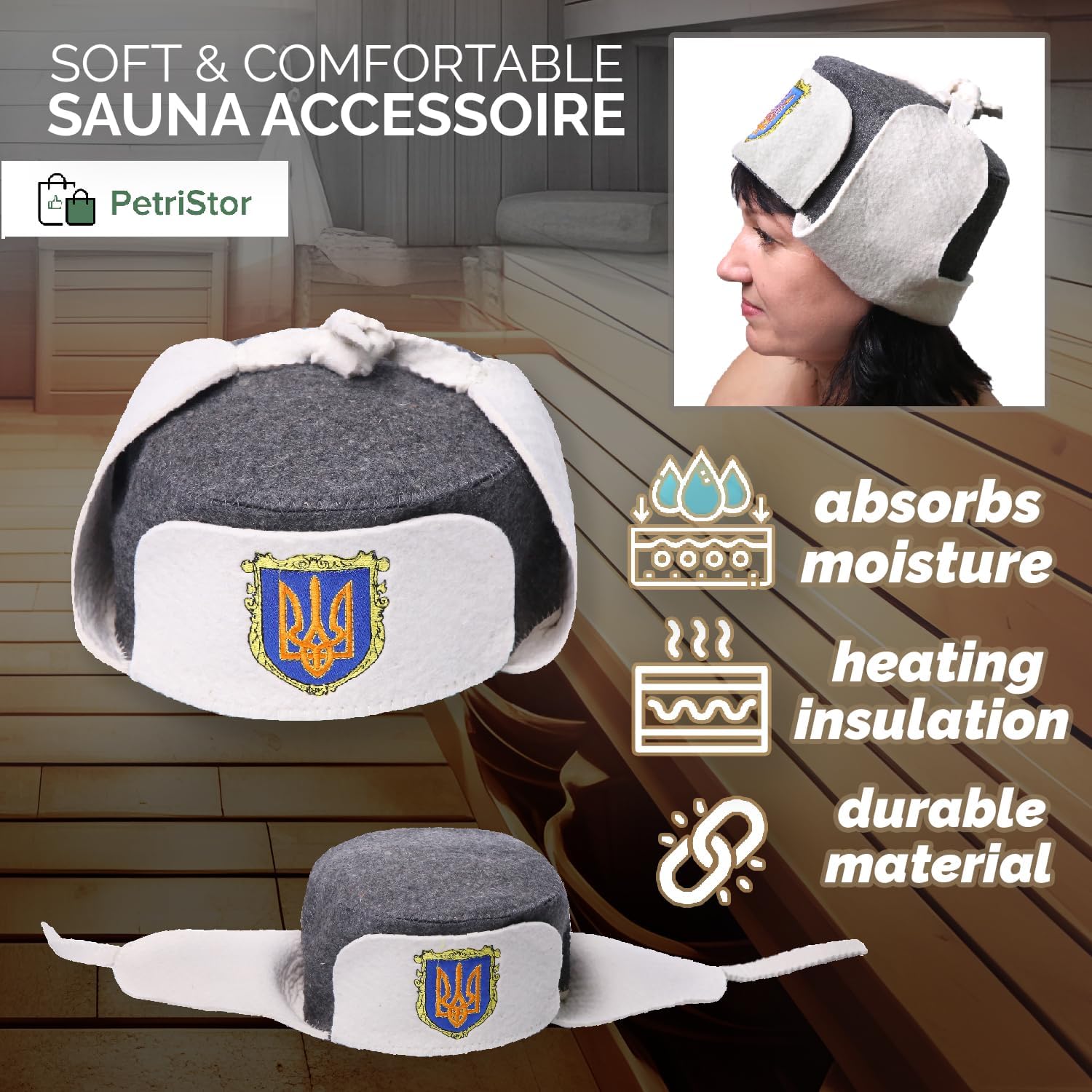 Traditional Sauna Hat Earflap - Sauna Hat for Women for Men - Wool Sauna Hat - Bathhouse hat - Natural Felt Sauna Cap - Image 6