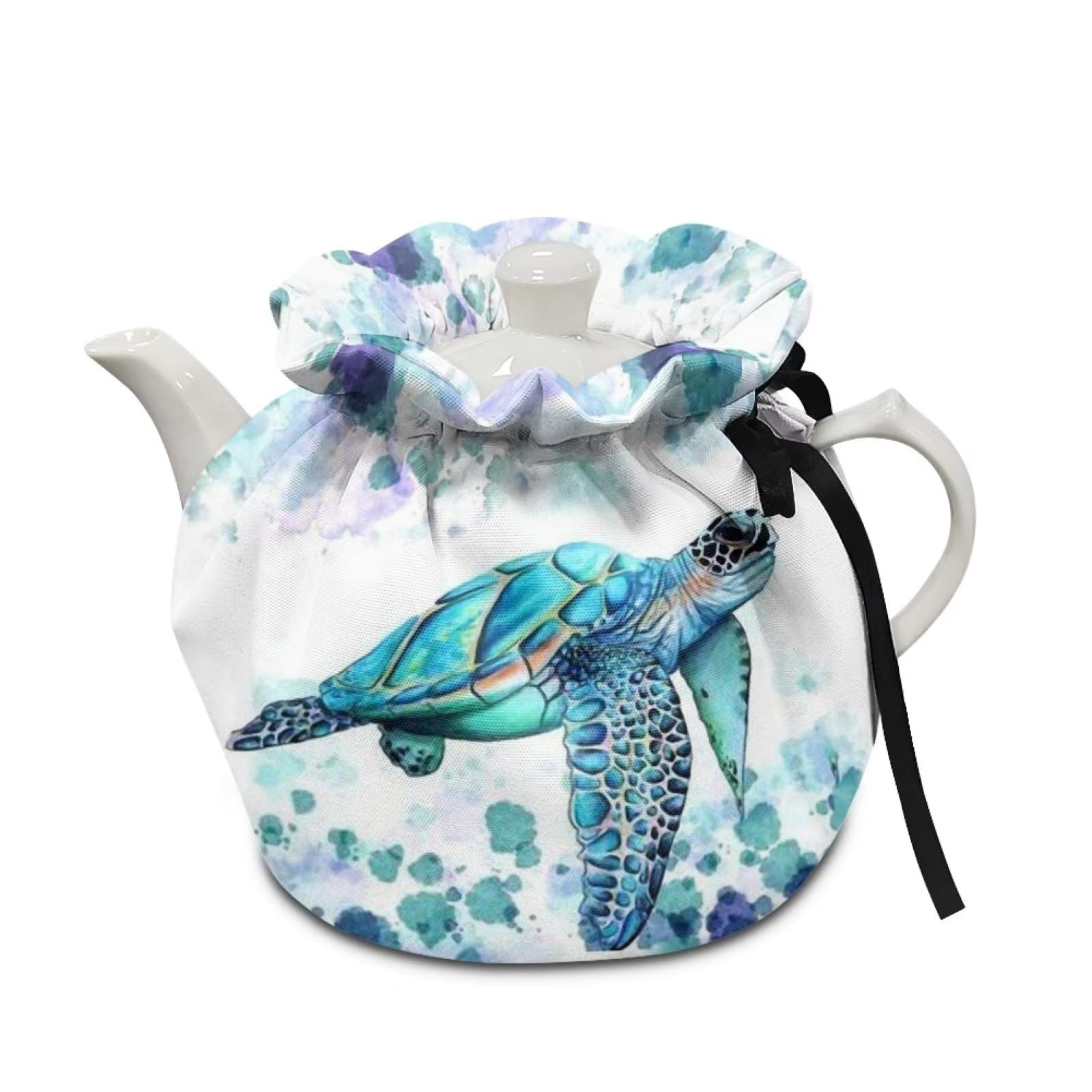 NETILGEN Teapot Cozy Tea Cosy Insulation Keep Warm Tea Pot Cozies Teapot Dust Cover Perfect for a Traditional English High Tea Experience, Sea Turtle Blue