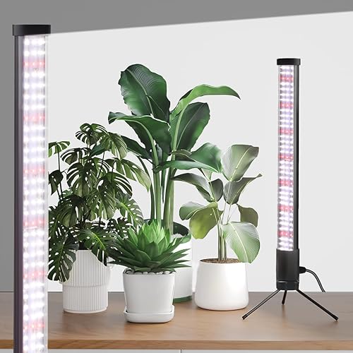 T10 Vertical Grow Light, 6000K Full Spectrum Desktop Plant Light 16.7",Hung or Stood, with 3 Modes & 5 Dimming Levels, Suitable Small & Medium Plants Indoors, Auto On Off Timing 4/8/12/18Hrs (1)