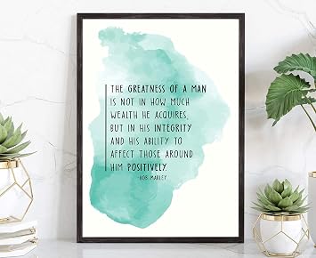The Greatness of A Man.., Bob Marley Quote, Home Decor Wall Art, Quote Poster, Office Wall Art, Living Room Wall Decor, Dorm Rooms Wall Art - 12 * 18 Inches