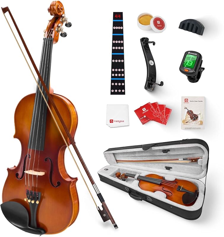 Vangoa Violin 4/4 Full Size Set, Handcrafted Entry Level Acoustic Violin Set with Lightweight Hard Case, Suitable for Beginners, Teens, 12+, Adults, Right Handed Players