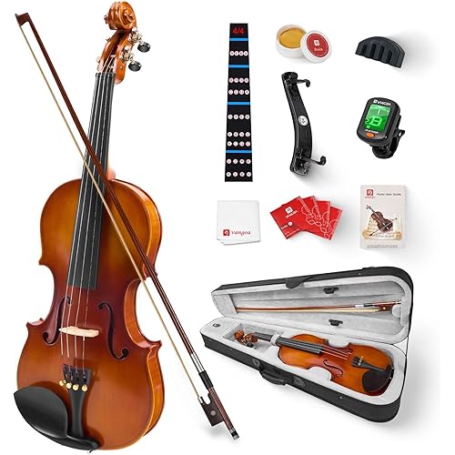 Vangoa Violin 4/4 Full Size Set, Handcrafted Entry Level Acoustic Violin Set with Lightweight Hard Case, Suitable for Beginners, Teens, 12+, Adults, Right Handed Players