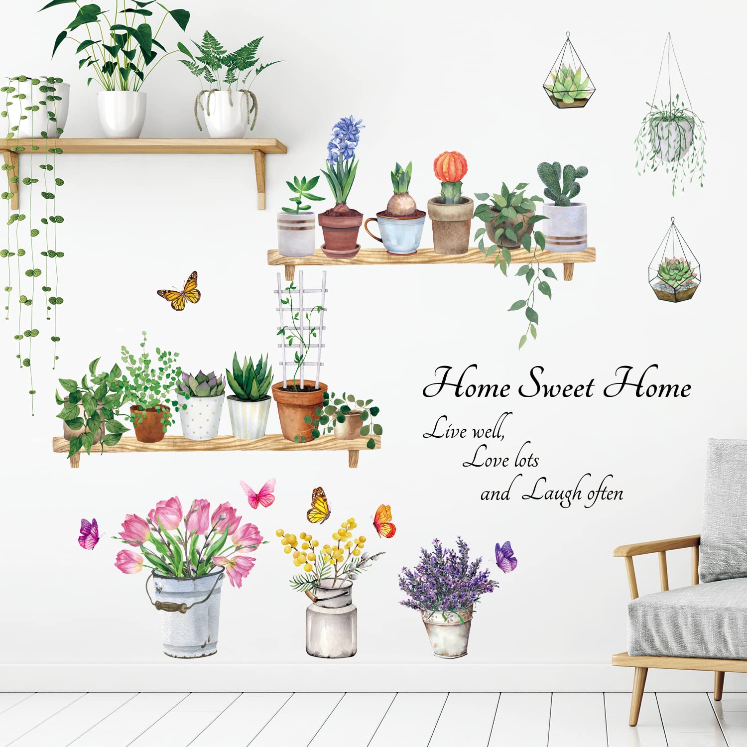 Tropicale Foglie Verde Pianta Muro Adesivo PVC Decalcomania