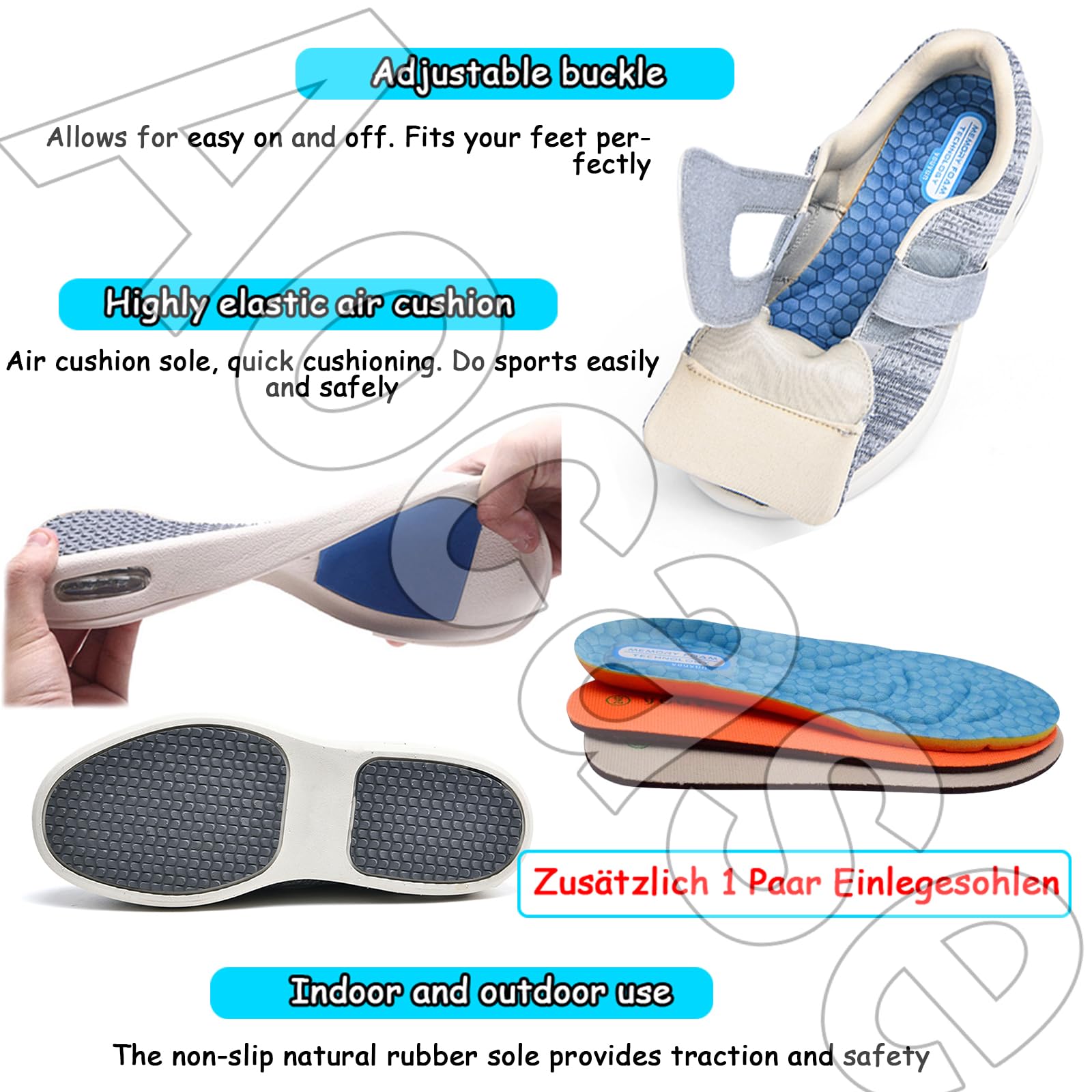Zapatos Juanetes Mujer DiabéTicos para Caminar pies lesionados y hinchados Zapatillas diabéticas Vendaje Zapatos diabéticos,Beige,41 EU